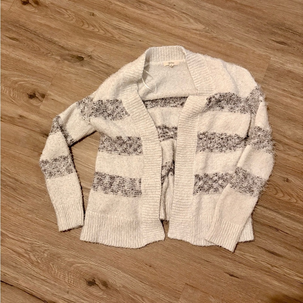 Cozy Gray Striped Women's Sweater